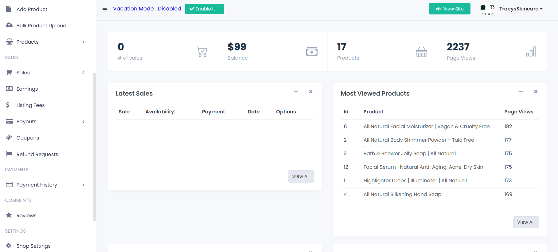 Seller Dashboard